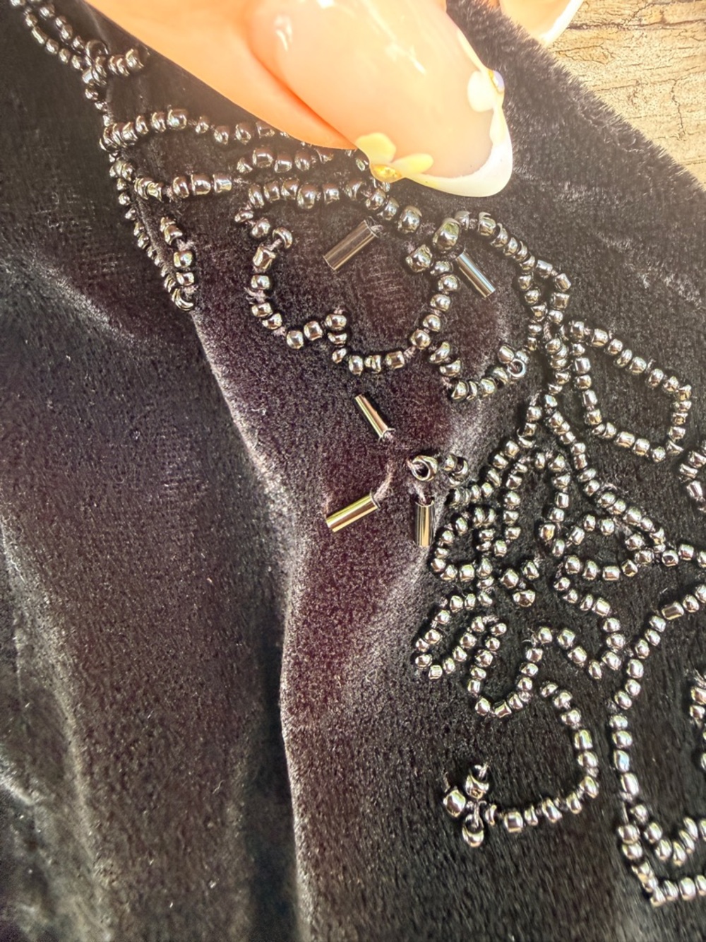90s 2000s Maggie London Velvet 100% Silk Drop Waist Dress - Picture 10 of 12
